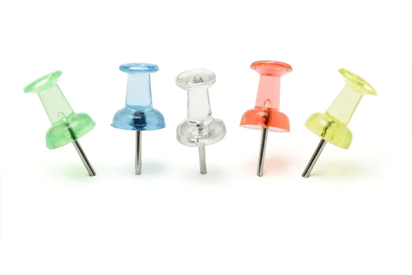 Row of multicolor push pins — Stock Photo, Image
