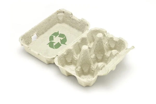 Recycling-Symbol auf Eierkarton — Stockfoto