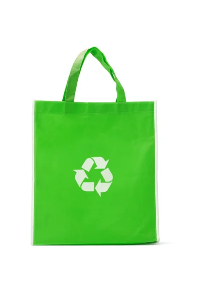 Saco de compras verde reutilizável — Fotografia de Stock