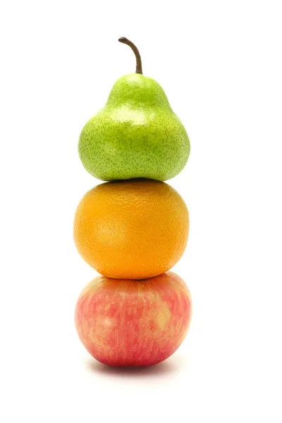 Apfel, Orange und Birne — Stockfoto