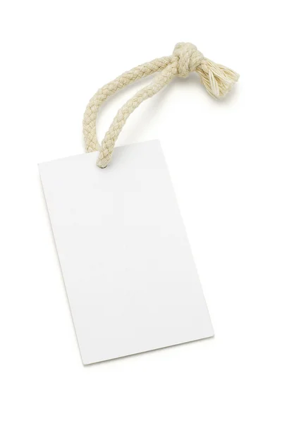 Etiqueta branca em branco com corda — Fotografia de Stock