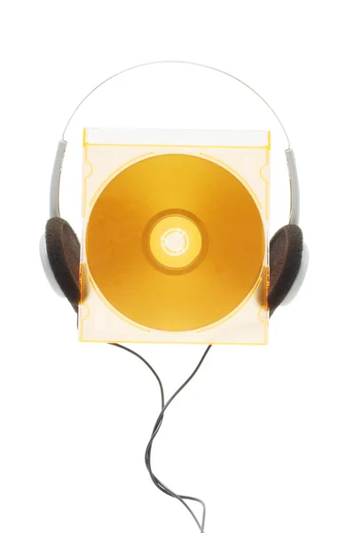 Kompaktní disk a sluchátka — Stock fotografie