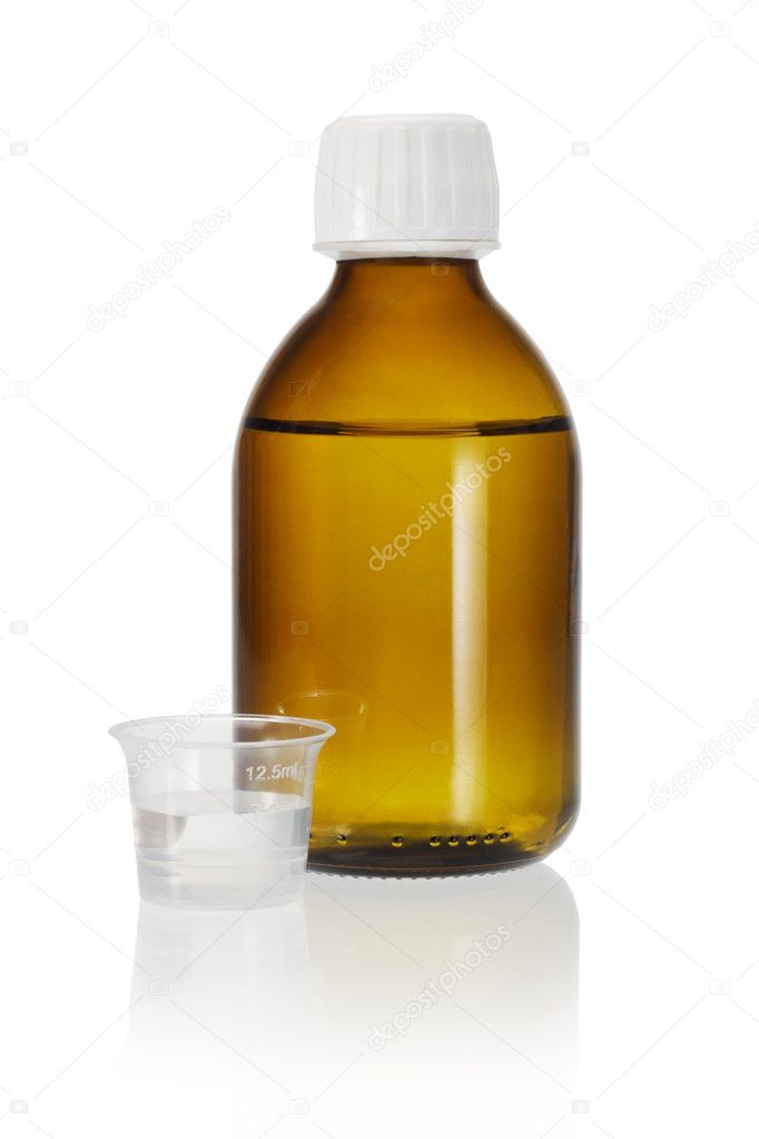 Medicine bottle and measuring cup