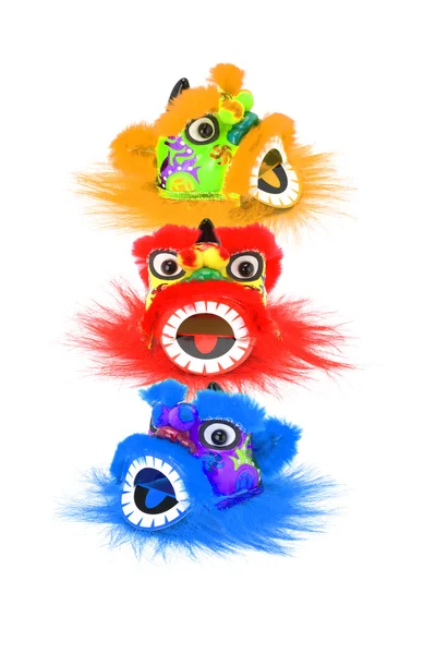 Ano novo chinês cabeças de leão coloridas — Fotografia de Stock
