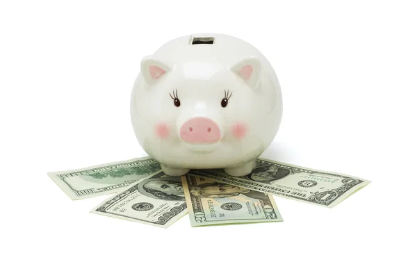 Piggy Bank e dólares americanos — Fotografia de Stock