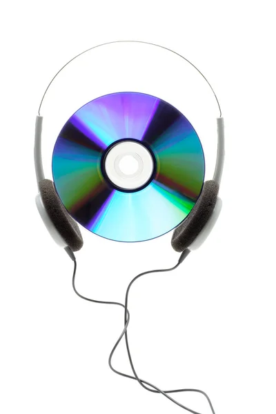 Disco compacto e fone de ouvido — Fotografia de Stock