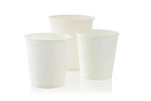Drie wegwerp papier cups — Stockfoto