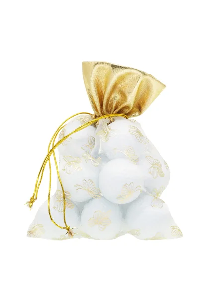 Golf balls in gift sachet — Stock Photo, Image
