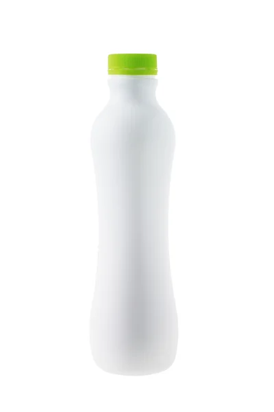 Valkoinen muovipullo hedelmämehua — kuvapankkivalokuva