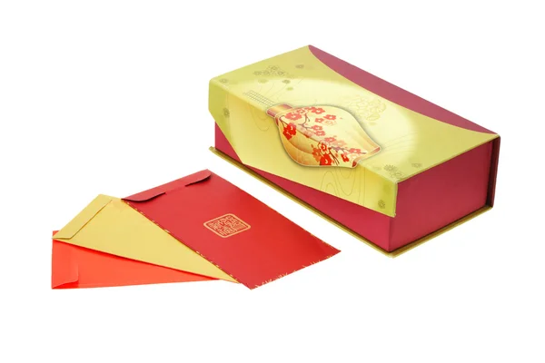 Čínský Nový rok červená pakety a krabičky — Stock fotografie