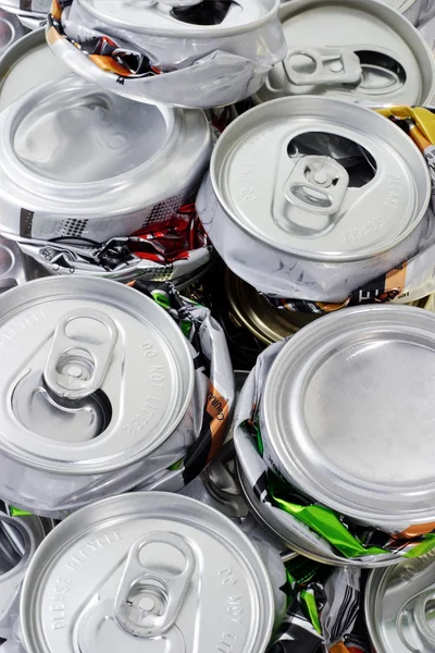 Crushed cans for recycling — Stock Photo, Image