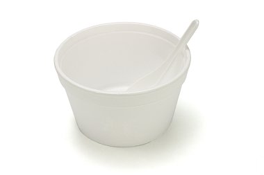 Styrofoam bowl and plastic spoon clipart