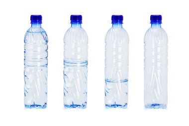 Plastic bottles with different water levels inside clipart