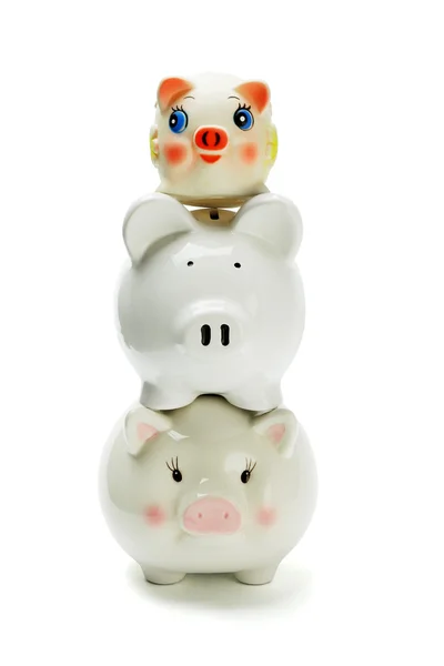 Stack of three piggybanks — Stock Photo, Image