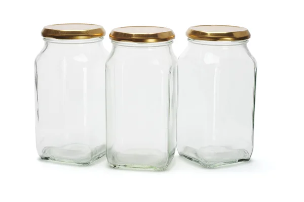 Tre glasbehållare — Stockfoto