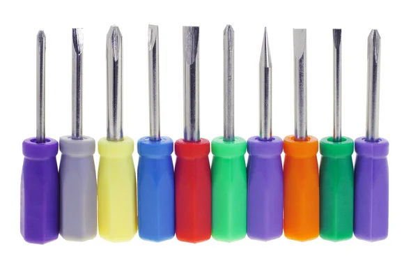 Variedade de chaves de fenda coloridas — Fotografia de Stock