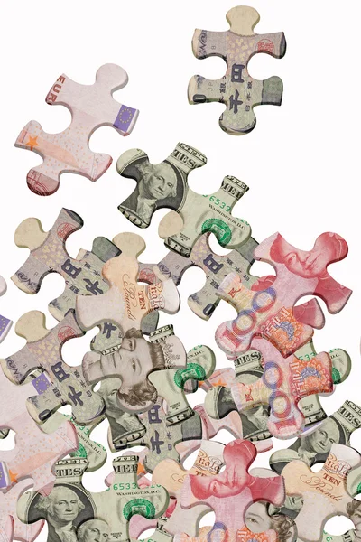 ジグソー パズルと世界の主要通貨 — ストック写真