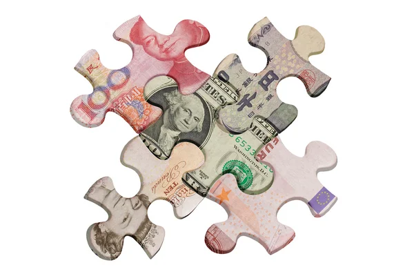 Puzzle e valute principali del mondo — Foto Stock