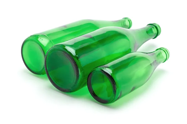 Três garrafas verdes — Fotografia de Stock