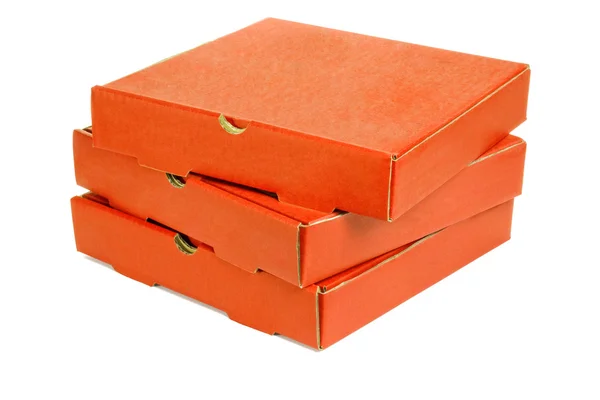 Üç tane pizza paket servisi olan restoran kutusu yığını — Stok fotoğraf