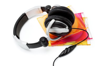 Stereo headphone and CD's clipart