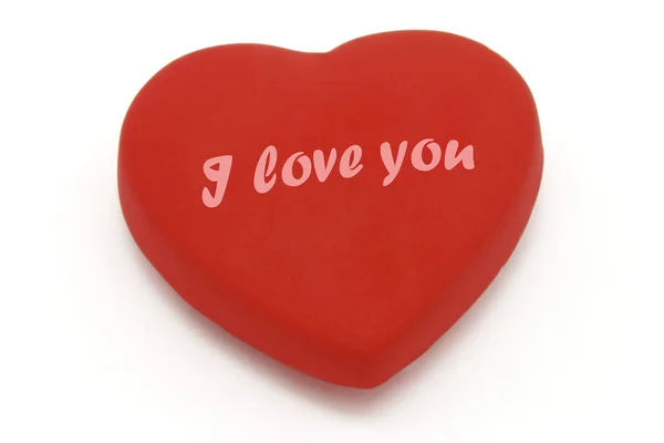 I love you on heart shaped fridge magnet — Stock Photo, Image