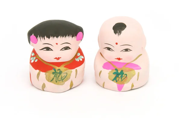 Chinese traditional boy and girl figurines — Stock Photo, Image