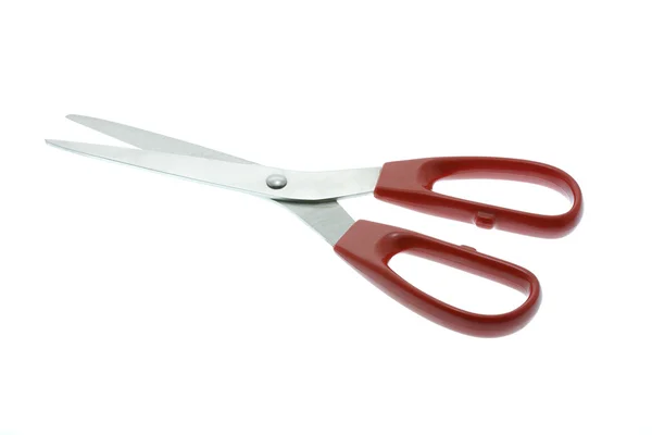 Пара красных ножниц изолированных на белом — стоковое фото