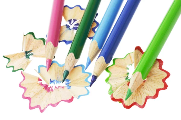 Color pencils and shavings — Stock Photo, Image