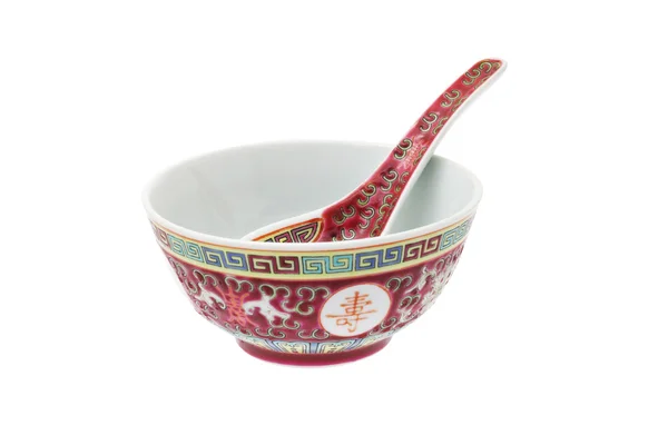 中国的"长寿"碗和勺子 — 图库照片