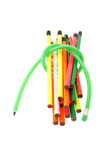 Hosszú hajlékony zöld ceruza — Stock Fotó