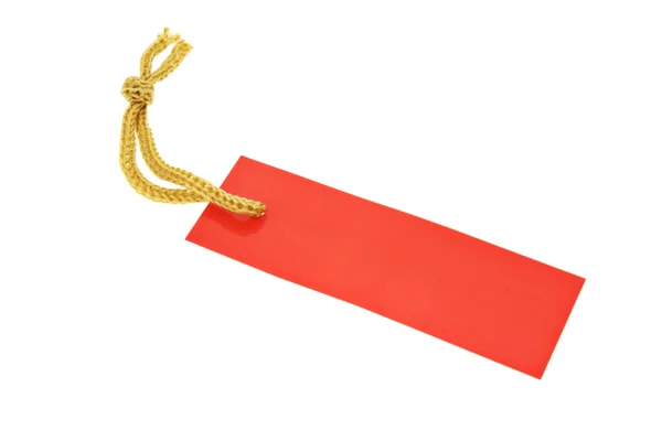 Etiqueta vermelha com corda — Fotografia de Stock