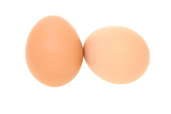 Dvě čerstvé hnědá vejce — Stock fotografie