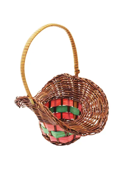 空の素朴な枝編み細工品のギフトのバスケット — ストック写真