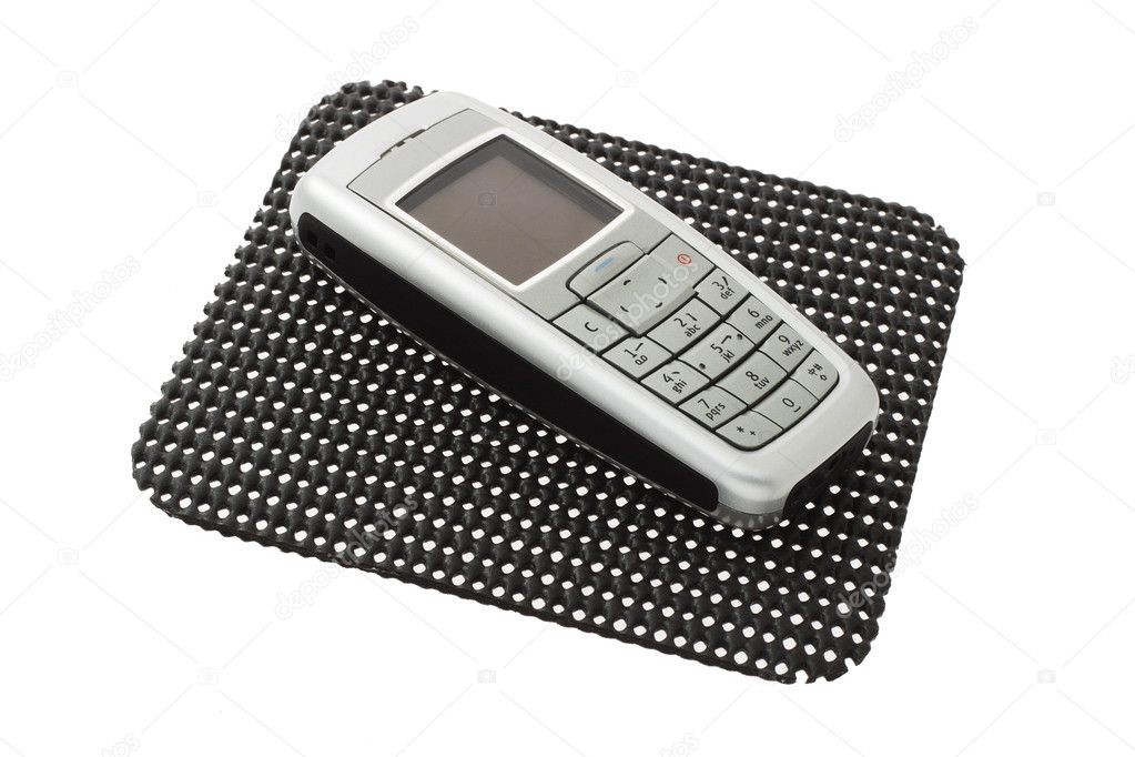 Mobile phone on non slip mat