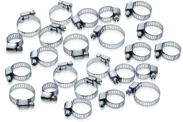Metal hose clamps of different sizes — Stock Photo, Image