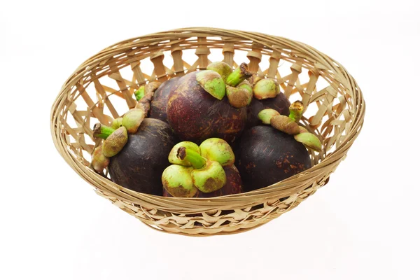 Mangosteens in basket — Stock Photo, Image