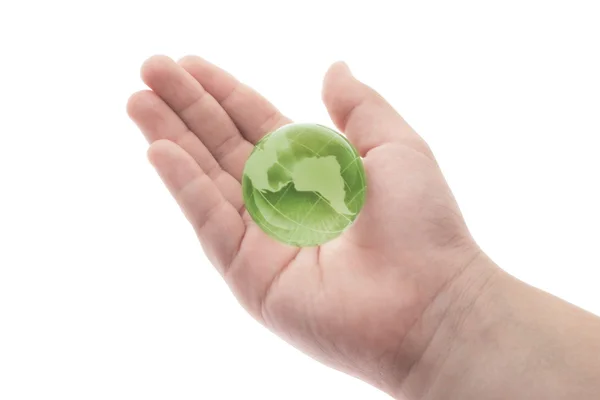 Green crystal globe - Earth day — Stock Photo, Image