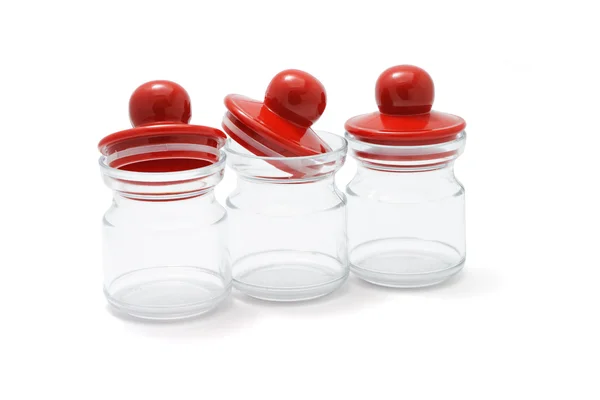 Three empty plastic jars — Stock Photo, Image