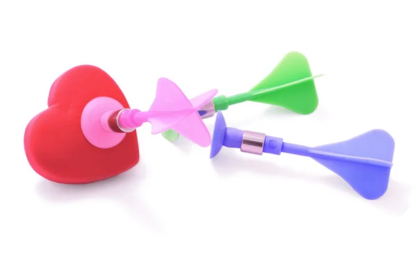 Färgglada dart och kärlek hjärta — Stockfoto