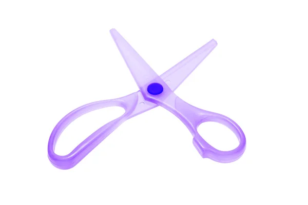 Purple plastic scissors — Stock Photo, Image