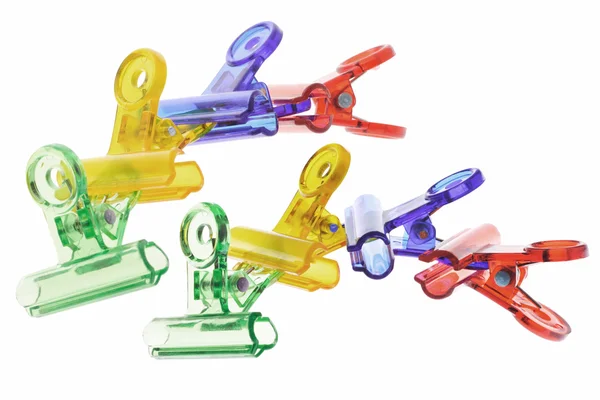 Colorful plastic paper clips — Stock Photo, Image
