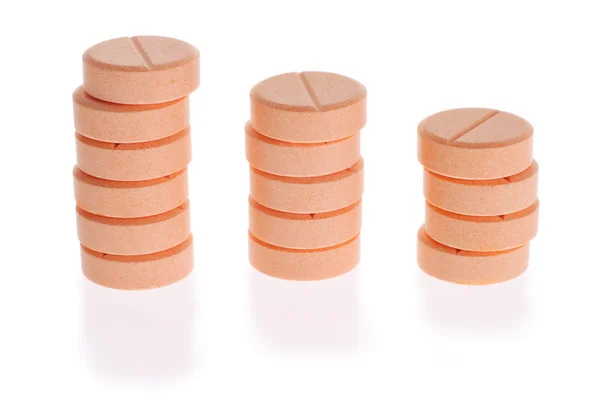 Três pilhas de comprimidos — Fotografia de Stock