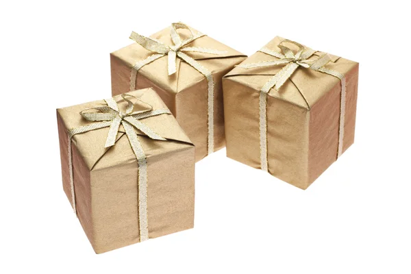 Три подарочных коробки — стоковое фото