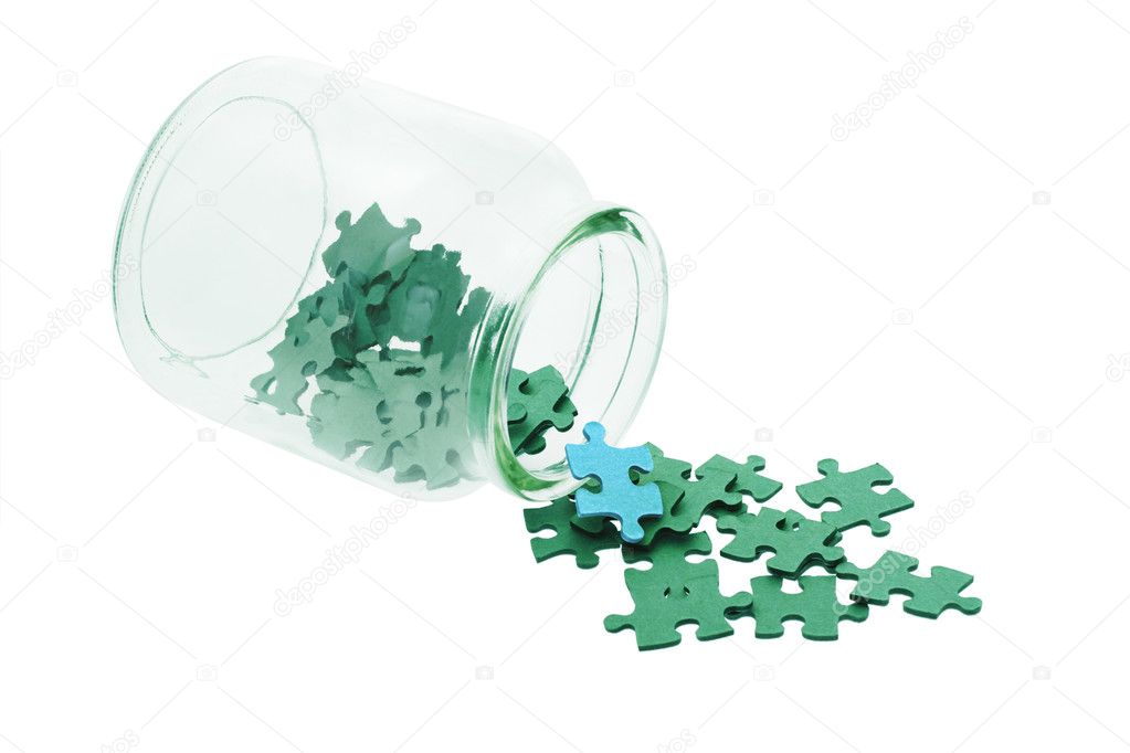 Blue among all green jigsaw puzzles