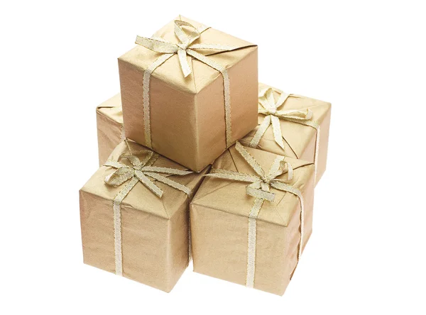 Gift boxes with bow ribbons — Stock Photo, Image