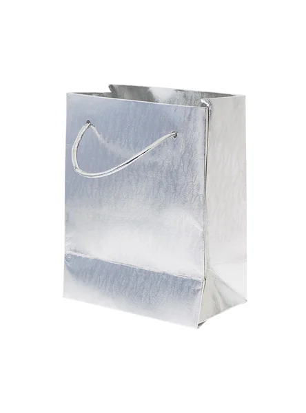 Silver gift bag — Stock Photo, Image