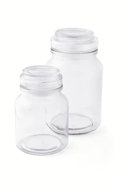 Two empty glass jars — Stock Photo, Image