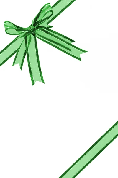 緑の装飾的な弓のリボン — ストック写真