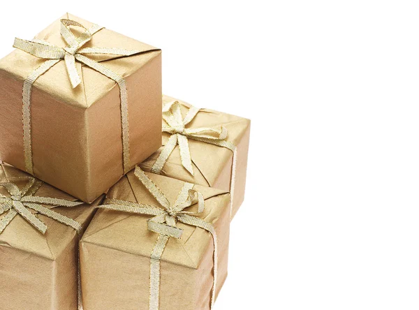 Geschenkboxen mit Schleifen Hintergrund — Stockfoto
